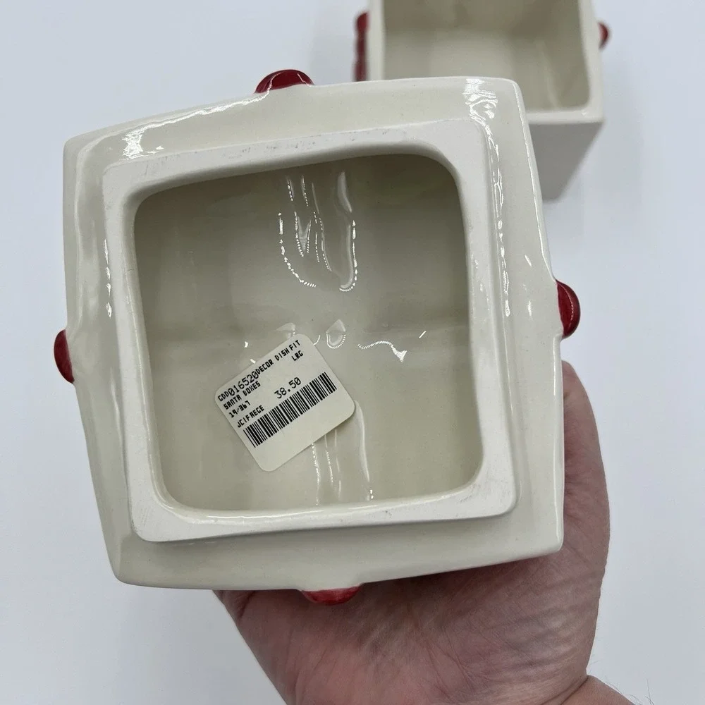 Vintage Fitz and Floyd Christmas bow Ceramic trinket box  